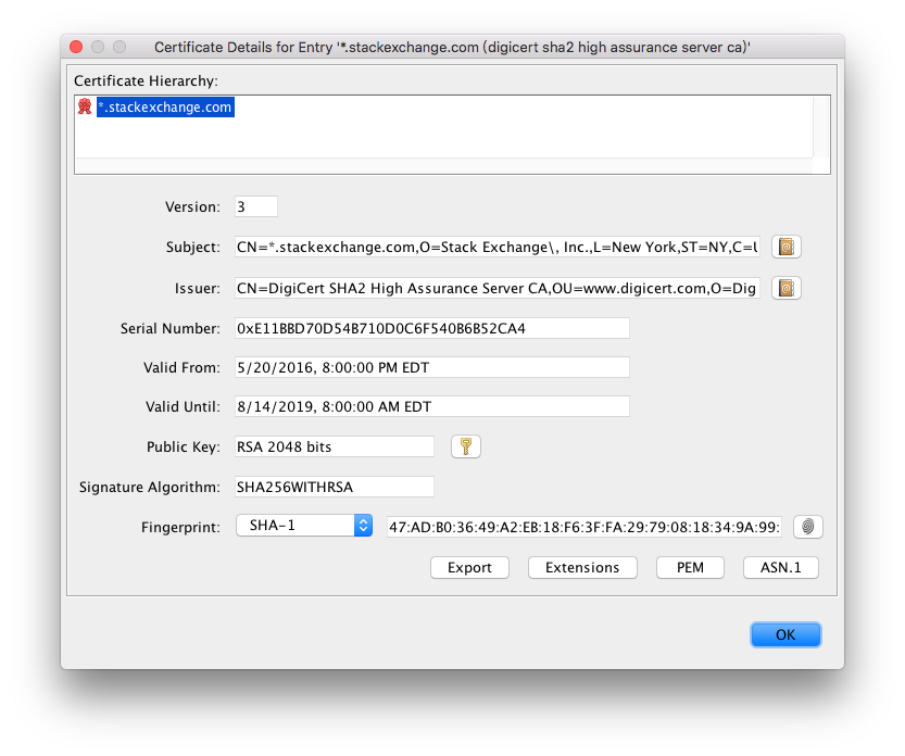 plain text encoding settimg for certificate file on a mac